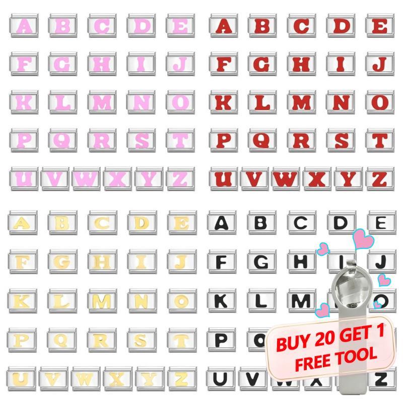 ตัวอักษร AZ อิตาเลี่ยน Charm Links สําหรับสร้อยข้อมือใหม่แฟชั่นสร้อยข้อมือเพื่อนครอบครัว DIY โมดูล Charm อิตาเลี่ยน Links Fit 9 มม.สร้อยข้อมือสแตนเลสเครื่องประดับ DIY ทํา