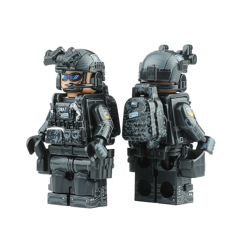 เข้ากันได้กับเลโก้บล็อกตัวต่อ Minifigures ตํารวจ SWAT Minifigures อุปกรณ์กองกําลังพิเศษประกอบของเล่น