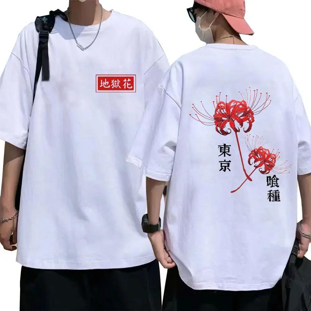 ญี่ปุ่นอะนิเมะTokyo Ghoul Spider Lilyเสื้อยืดผู้ชายผู้หญิงTee Cool Kane Kikenกราฟิกพิมพ์เสื้อยืดY2k 