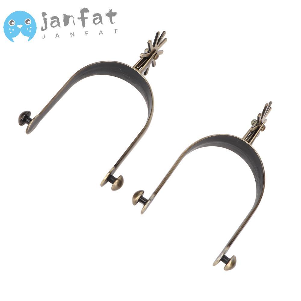 JANFAT 2 ชิ้นม้า Spurs, กันสนิมโลหะผสมสังกะสี Western Spurs, ทนทานหมุนได้เกียร์ทองเหลือง Bronze Vint