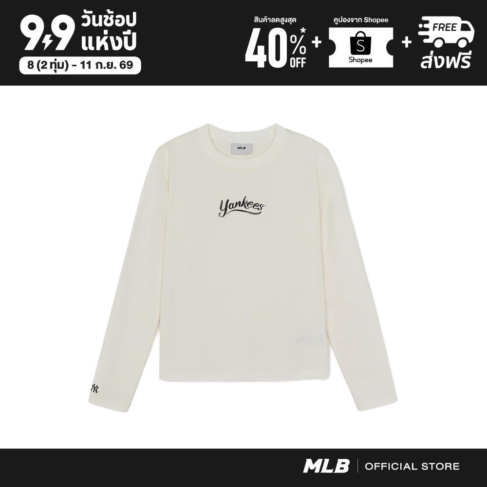MLB เสื้อยืด ผู้หญิง Vintage Light Weight Long Sleeve T-Shirts รุ่น 3FTSB0561 50IVS สีขาวงาช้าง