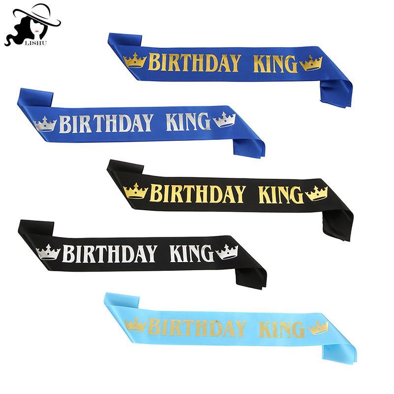 LISHU Birthday King Sash สําหรับผู้ชาย Boy Happy 16th 18th 20th 30th Birthday Party Decor th