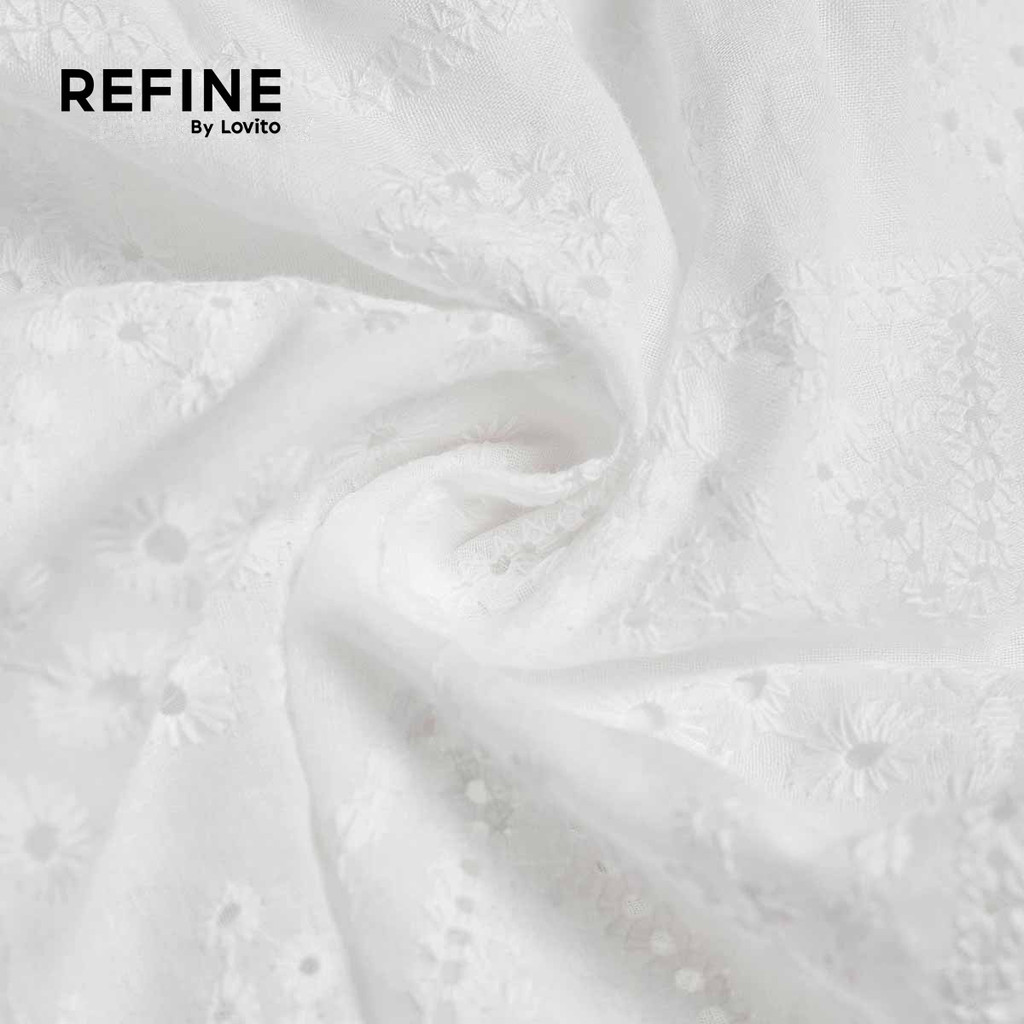 (Refine by Lovito) เดรสลำลองผ้าฝ้ายปักลายฉลุ เดรสสีขาวสำหรับผู้หญิง เหมาะสำหรับฤดูใบไม้ผลิ/ฤดูร้อน ทำงาน LR26ED067 — صورة 2