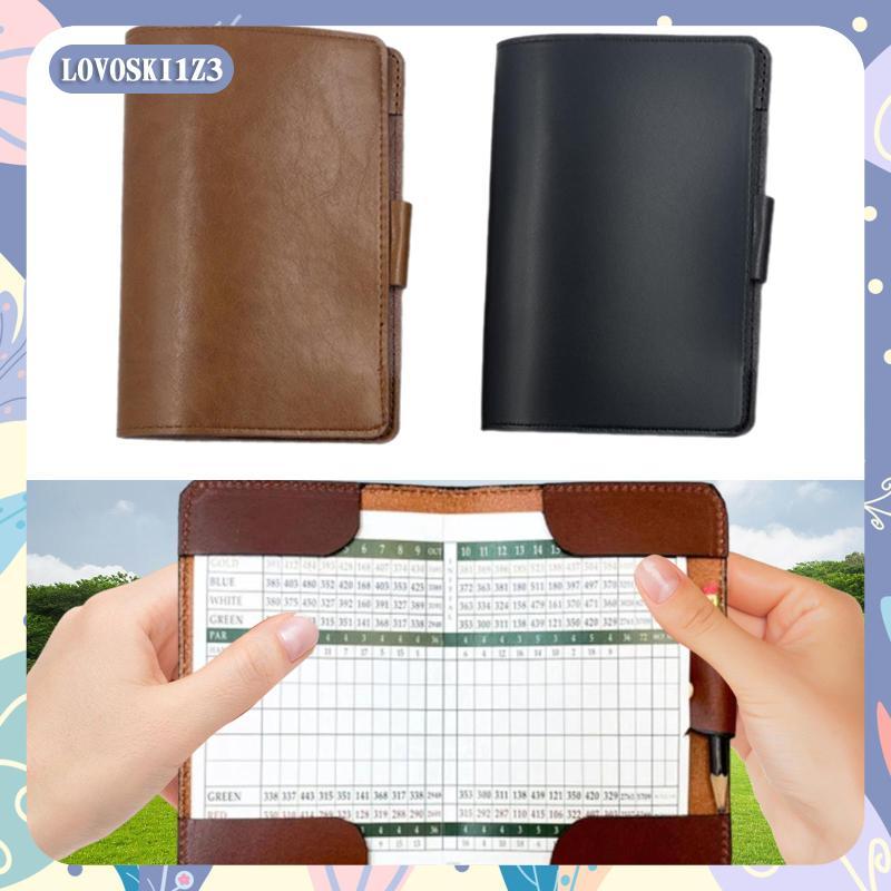 [lovoski1z3] Golf Scorecard Holder Yardage Book Cover Score Cards Case Notebook Waterproof PU Leathe