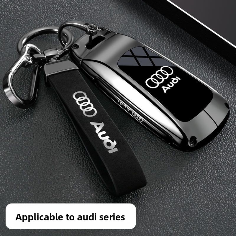 ฝาครอบกุญแจรีโมทรถยนต์สําหรับ Audi q5l 24 a4l/a6l/a3/q3/a5/q7 Gold Edge Design Protector Fob รถอุปกร