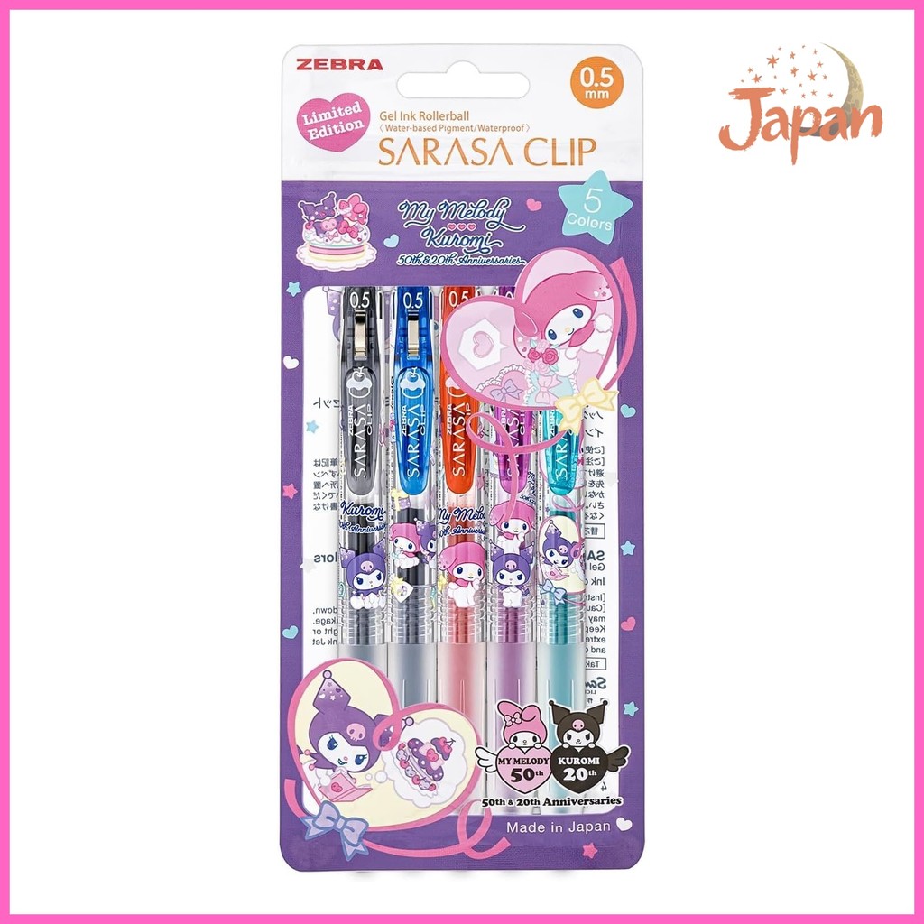 [Direct from Japan]Zebra Sarasa Clip Gel Ballpoint Pen 0.5mm Sanrio My Melody & Kuromi 50th Annivers