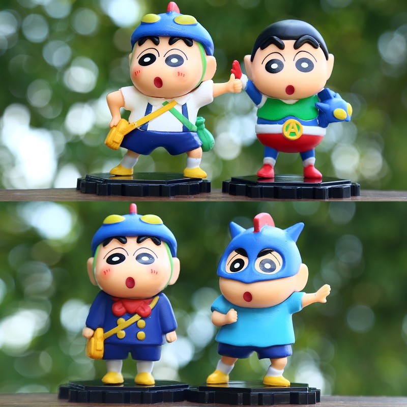 4 ชิ้น/เซ็ต 8-9 ซม.การ์ตูนอะนิเมะ Nohara Shinnosuke รูป Action Kamen Shinnosuke รุ่น Q PVC Action Fi