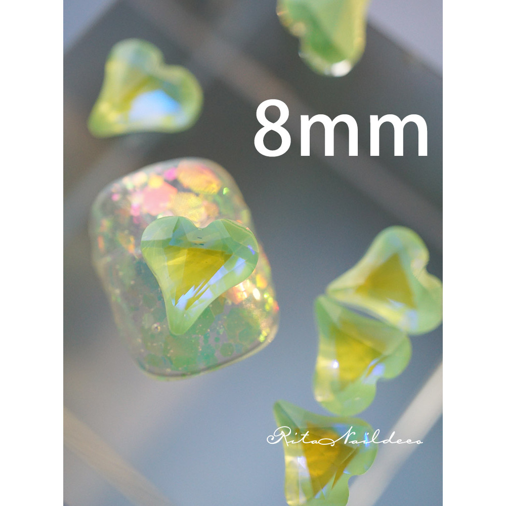 R RITA NAIL Green Apple Paradise เล็บสีฤดูร้อน Mocha Diamond Rock Sugar Diamond Love Heart Pointed B