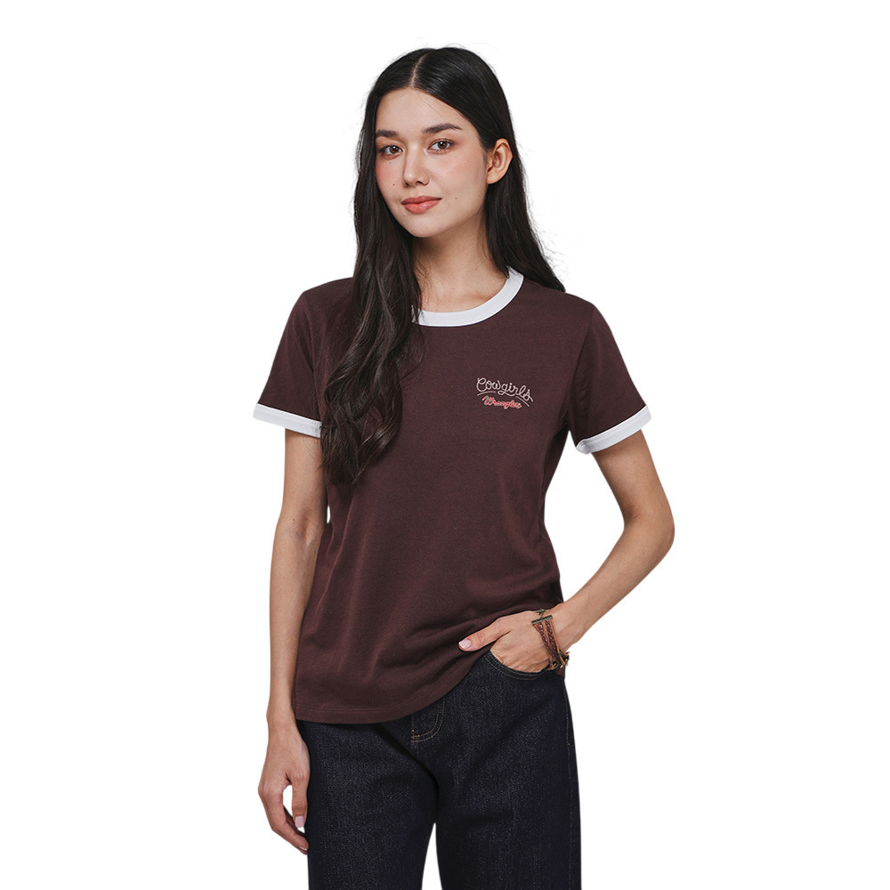 WRANGLER เสื้อยืดแขนสั้นผู้หญิง คอลเลคชั่น Beyond Denim รุ่น WR F126WTSSN20 - สีน้ำตาล — صورة 2