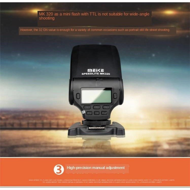 Meike Flashes MK320S แฟลช TTL ni แฟลชกล้องสําหรับกล้องแฟลช TTL Strobe Mode FlashHT99 UZMK