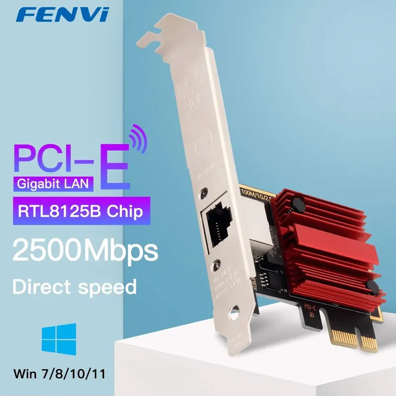 FENVI 2.5G PCI-E ถึง RJ45 การ์ดเครือข่าย RTL8125B ชิป 100/1000Mbps 2.5Gbps Ethernet แบบมีสาย LAN Con