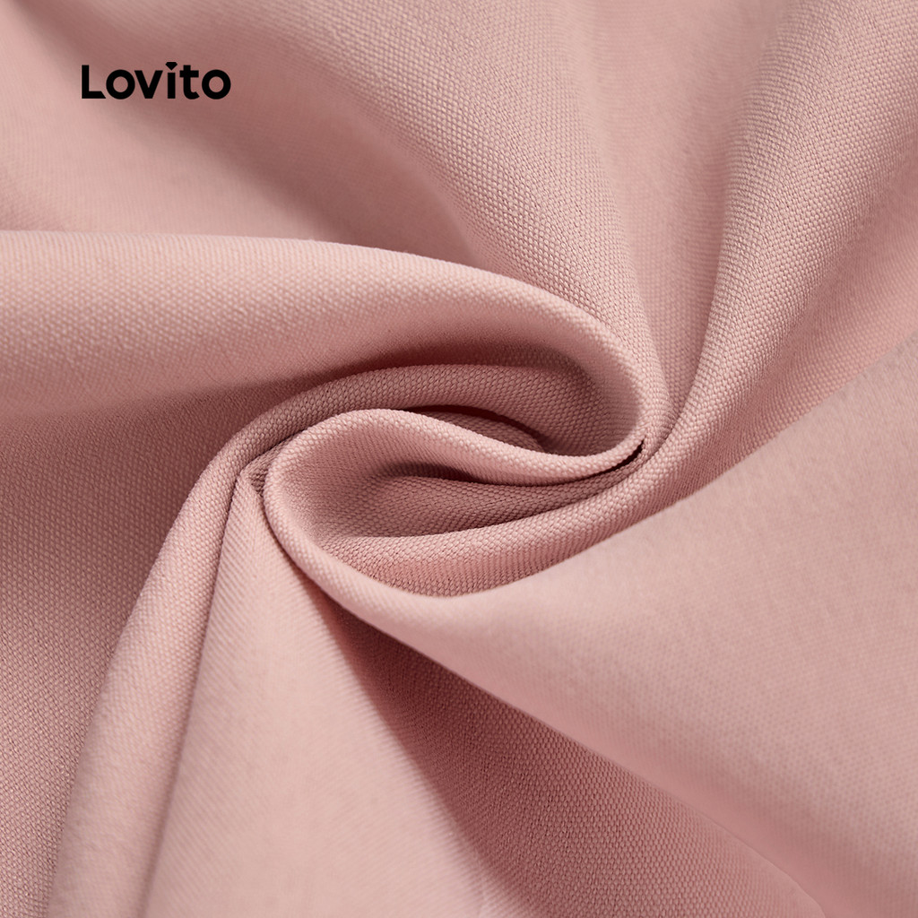 Lovito เสื้อสายลูกไม้สุดหรูเปิดหน้า กระดุมหน้า ช่วงฤดูใบไม้ผลิ/ฤดูร้อน สีชมพู สำหรับผู้หญิง L150ED614 - รูปที่ 3