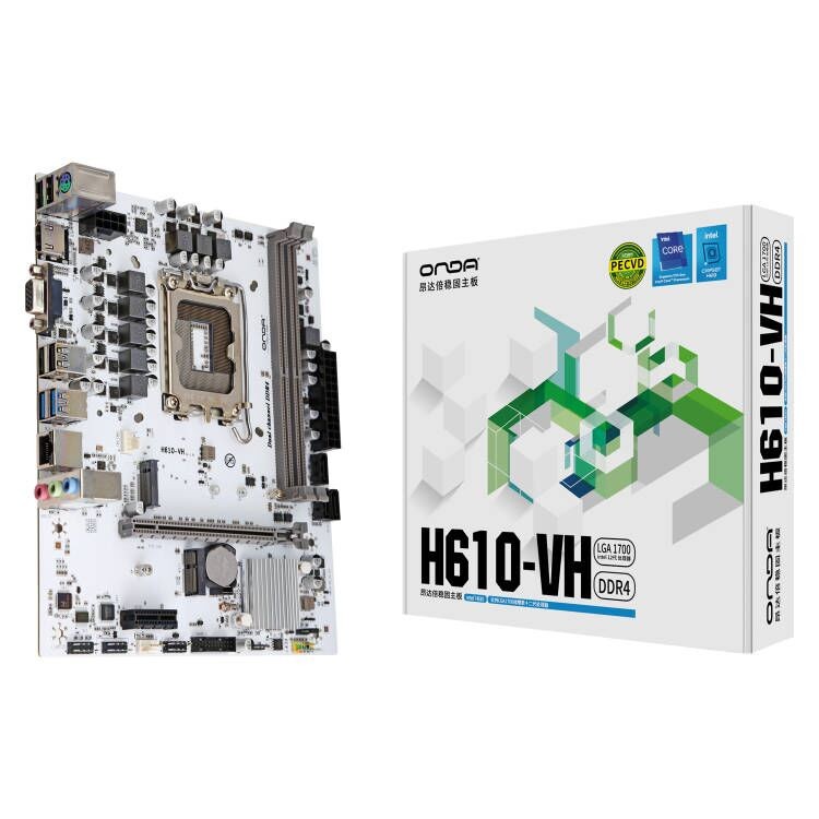 Onda H610-VH-B/W คอมพิวเตอร์เดสก์ท็อป DDR4 เมนบอร์ด 1700 เกม 12th Generation CPU สีขาว M.2 WiFi