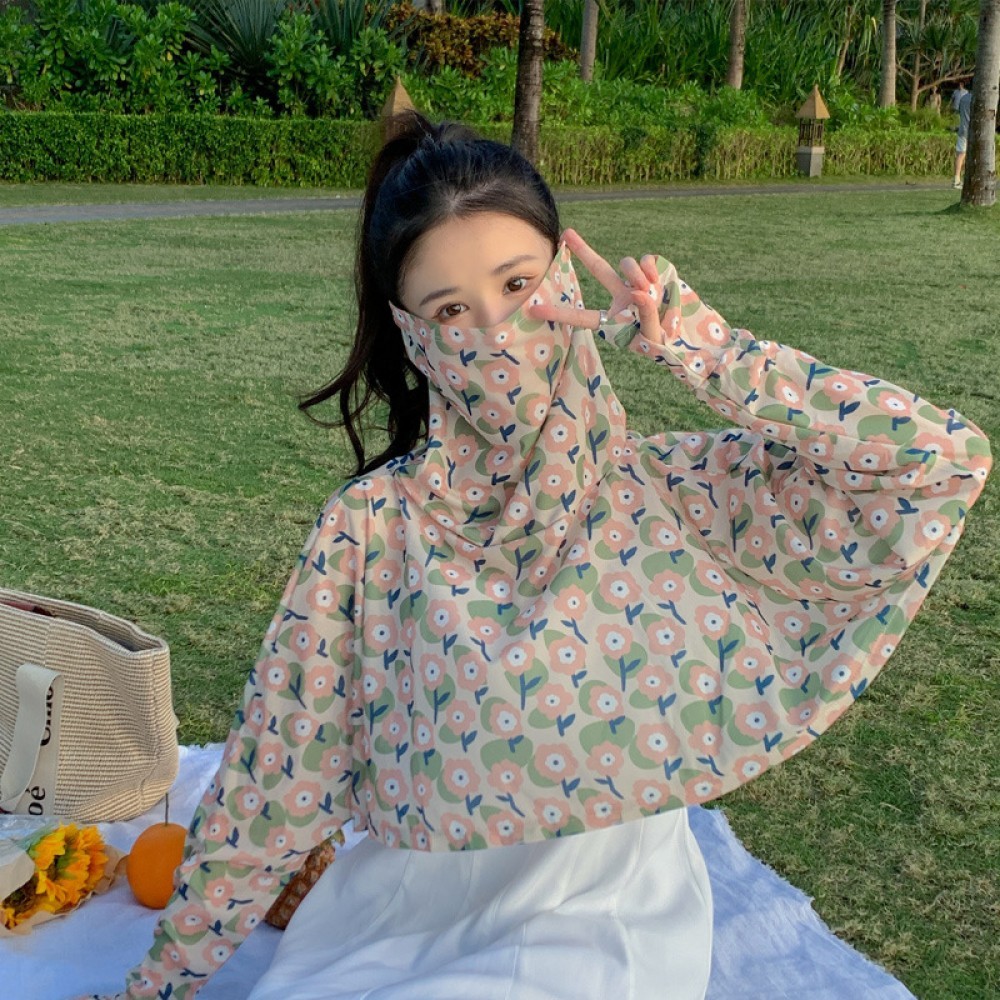 2025ฤดูร้อนใหม่หน้ากากคลุมไหล่กันแดด1ชิ้นเสื้อผ้ากันแดดหญิงขี่กลางแจ้งขับรถคลุมไหล่ป้องกันรังสียูวี-