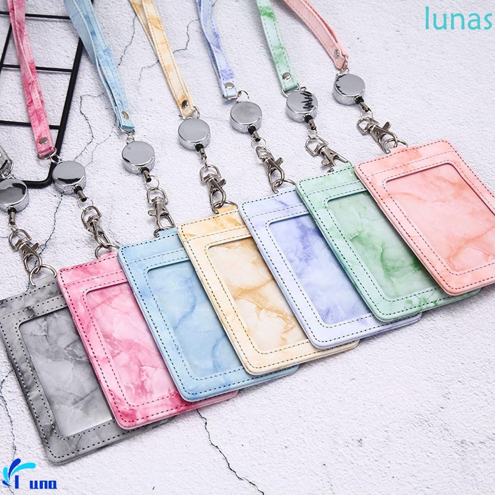 LUNASOL Bus Card Cover Case Badge Cards Cover 1 PC โทรศัพท์มือถือแขวนสาย Marble Lanyard Crossbody Pa