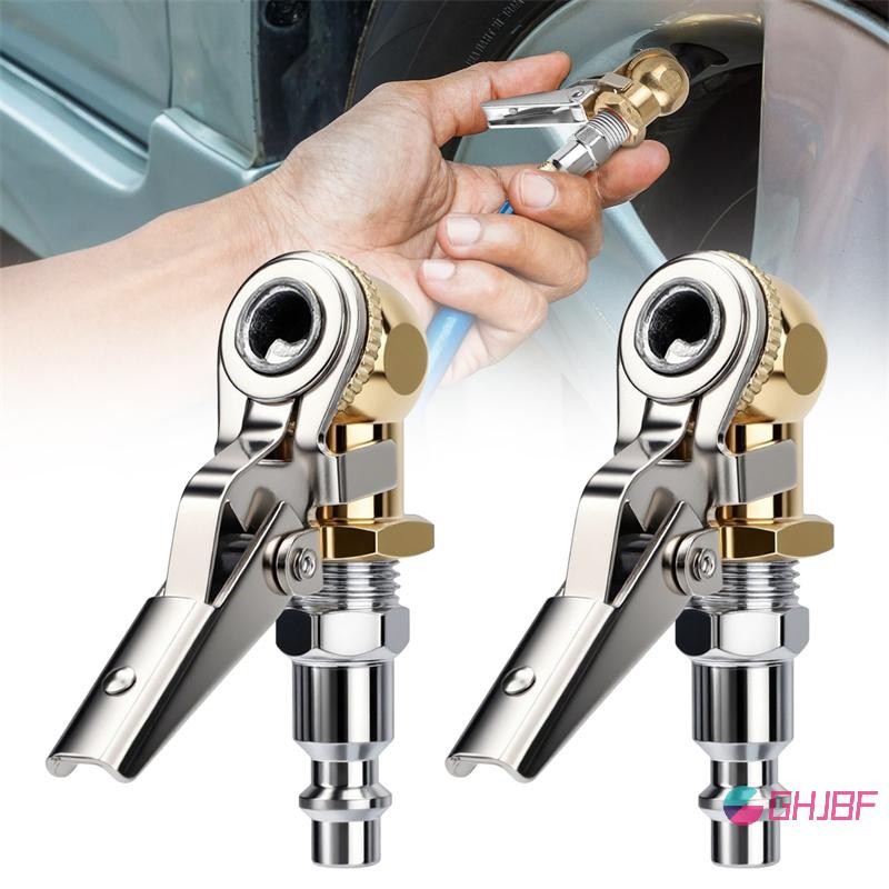 GHJBF] 2 ชิ้นเชื่อมยาง 1/4 นิ้ว FNPT ทนทานปิดกระแสเงินสดยาง Inflator Air คอเต่ารถยาง Air Chuck Infla