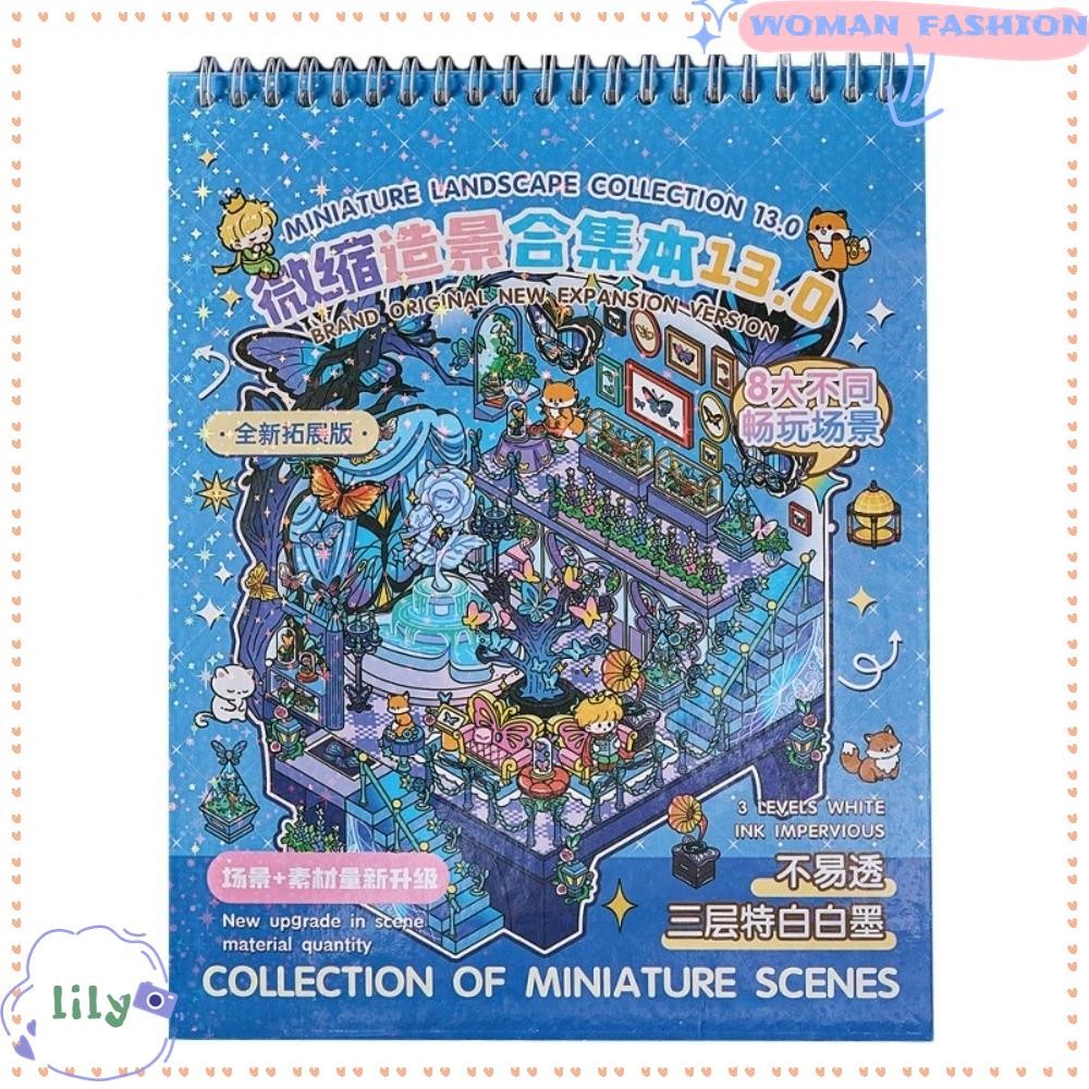 LILY Mini Scene Sticker, PET Punk Style Visual Stacking Sticker, น่ารัก 15 แผ่น 8 ฉาก DIY Crafting S
