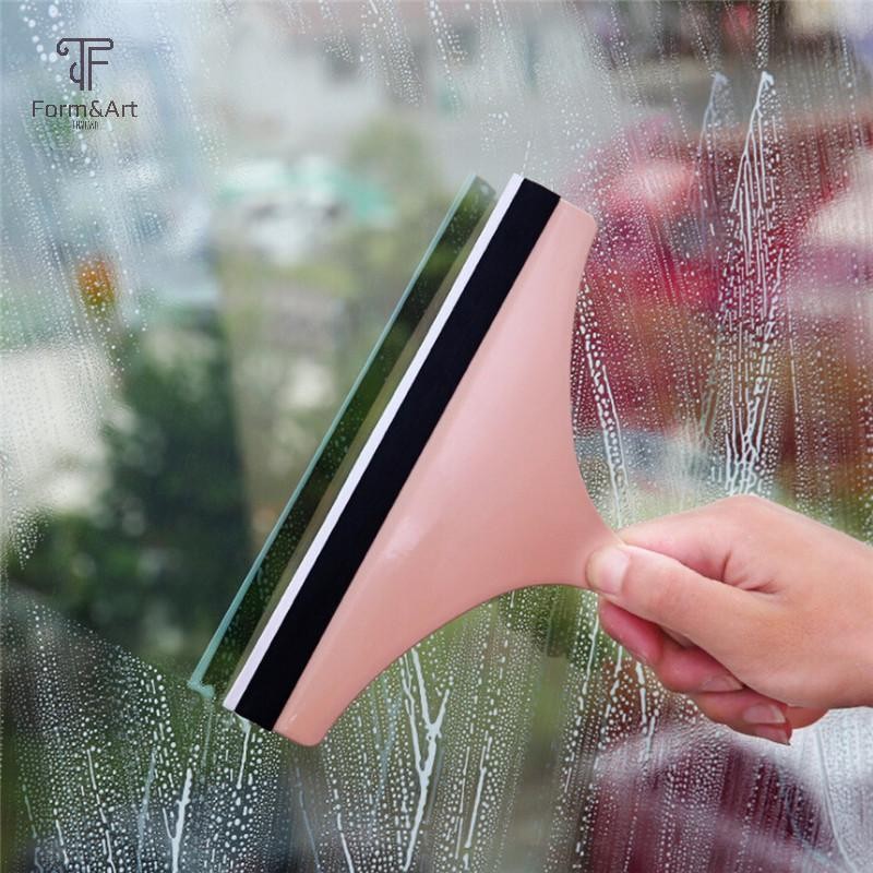 Form & Art แปรงแก้วที่มีประโยชน์หน้าต่างโต๊ะ Wall Glass Cleaner Scraper ทําความสะอาดไม้กวาดหุ้มยาง W
