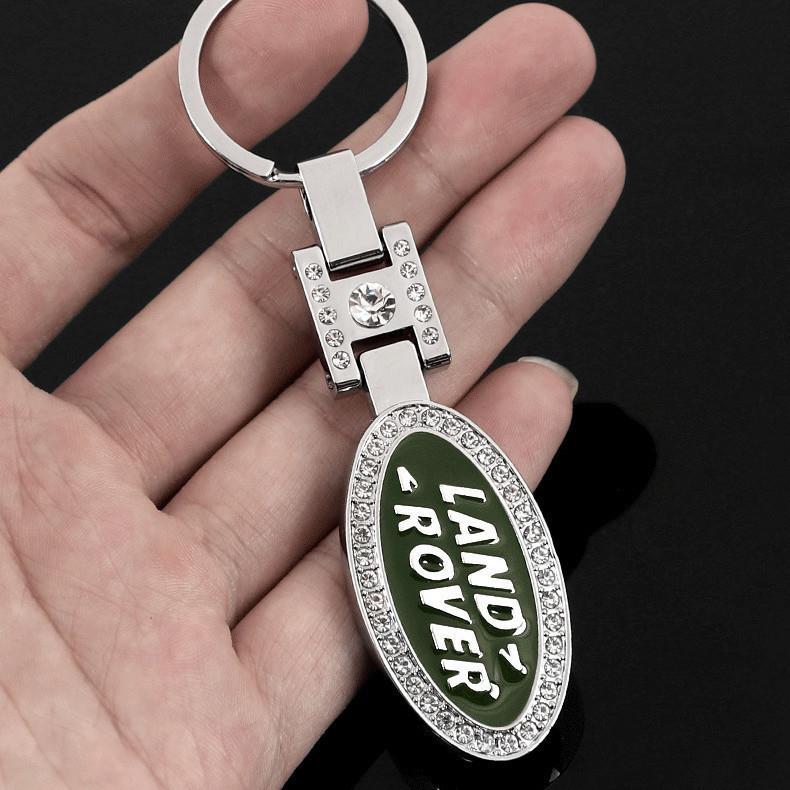 เหมาะสําหรับ Land Rover พวงกุญแจ Diamond-Studded Buckle ประณีตพวงกุญแจเพชรสองด้านโลโก้รถพวงกุญแจจี้