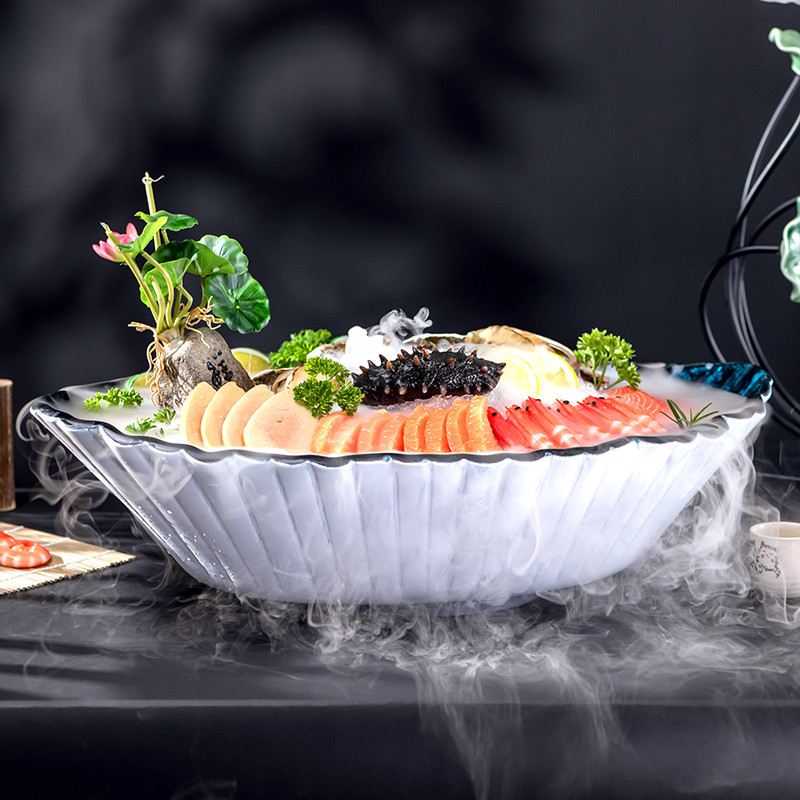Creative Sashimi Plate Platter Seafood Ice Plate Big Salmon Fish Sashimi แผ่นพิเศษ High-End Artistic