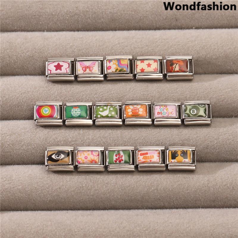สร้อยข้อมือสแตนเลส Italian charm ขนาด 9 มม. เครื่องประดับ DIY สไตล์เรโทร