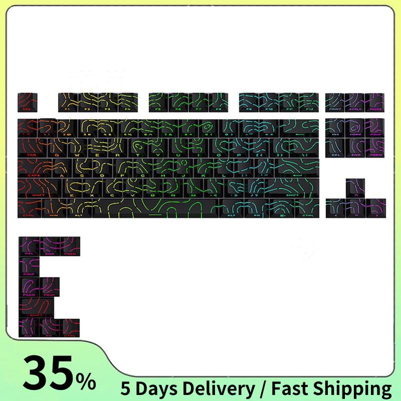 PBT ชุดปุ่มกดโปร่งแสง 97 คีย์สลักด้านข้างสําหรับคีย์บอร์ดแบบกลไกสําหรับสวิตช์แม่เหล็ก F75 GMK87