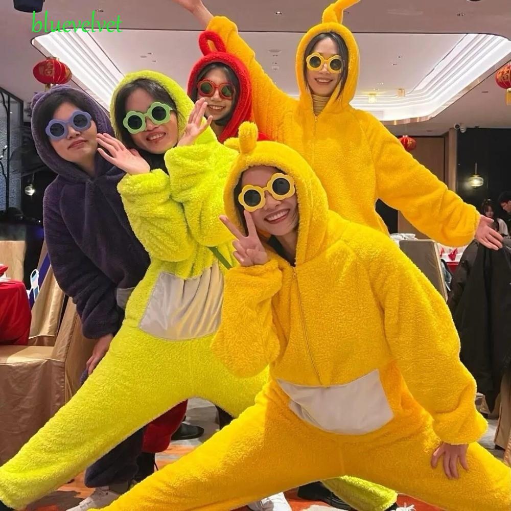 ชุดนอนคอสเพลย์ Teletubbies สไตล์ Tinky Winky และ Laa-Laa ด้วยเนื้อผ้านุ่มเหมือนขนแกะ
