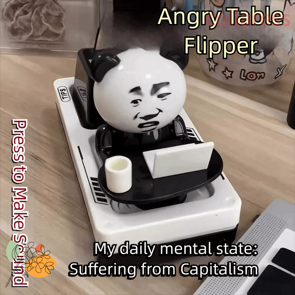 COLLARESS Panda Head Flipping a Table Ornament, DIY Keyboard Relief Stress Funny Keys Button Toy, wi