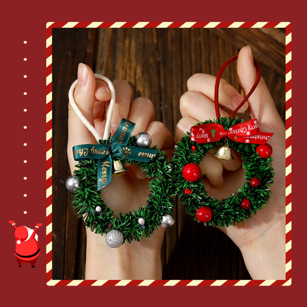 พวงหรีดคริสต์มาส 3 มิติ พวงหรีดคริสต์มาสจำลองขนาดเล็กที่สร้างสรรค์ พวงหรีดคริสต์มาสทำมือ ของตกแต่งบ้าน ตกแต่งงานปาร์ตี้ - รูปที่ 2