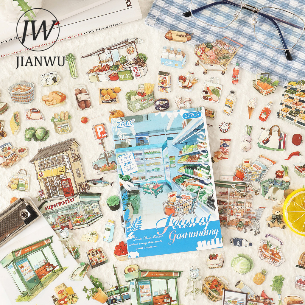JIANWU Delicious Time Series อาหารวินเทจผลไม้ภูมิทัศน์วัสดุ Collage PET สติกเกอร์หนังสือ Creative DIY Journal เครื่องเขียน