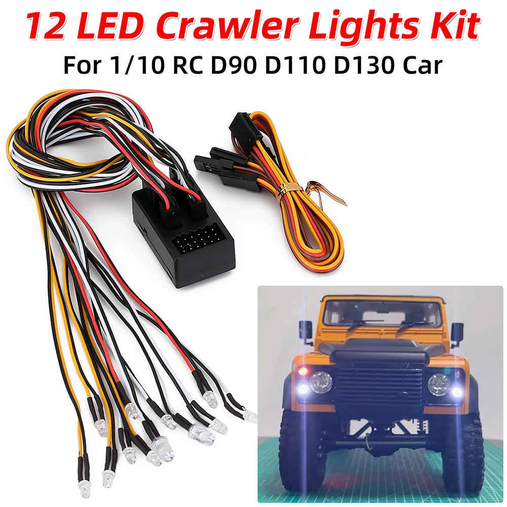 รถ 12 ไฟ Led แฟลชชุดสําหรับ 1/10 Rc Crawler อุปกรณ์เสริม D90 D110 D130 Defender Hard Body Shell Rc ร