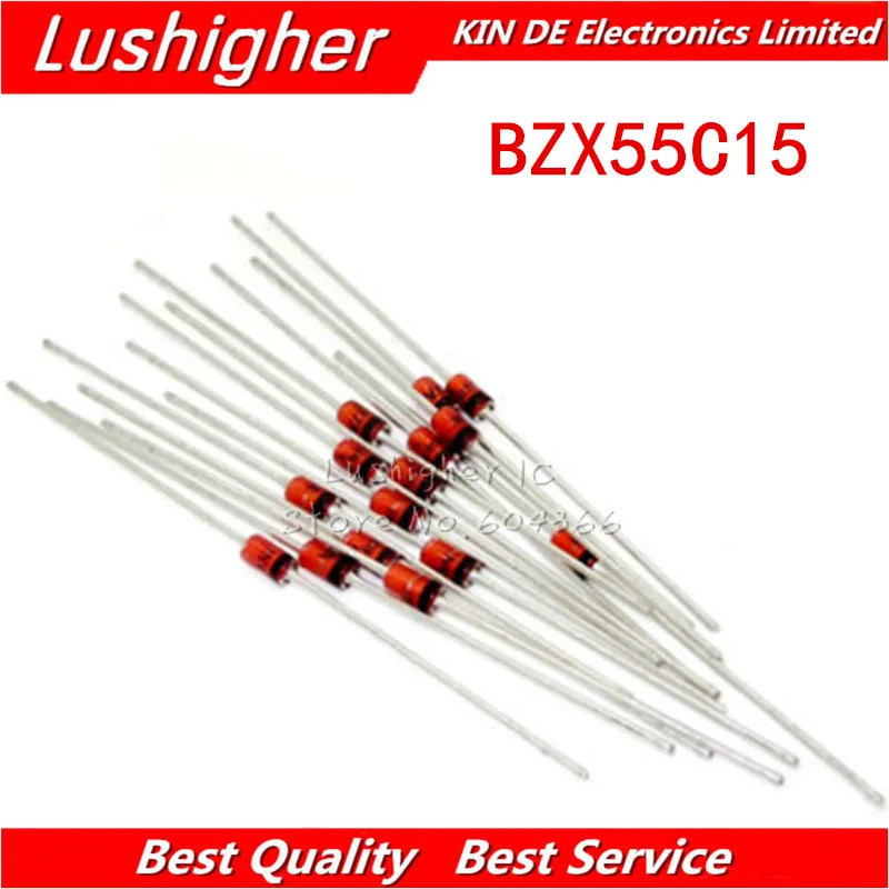 100 BZX55C15 0.5W 15V 15.0V 1/2W DO-35 บรรจุภัณฑ์