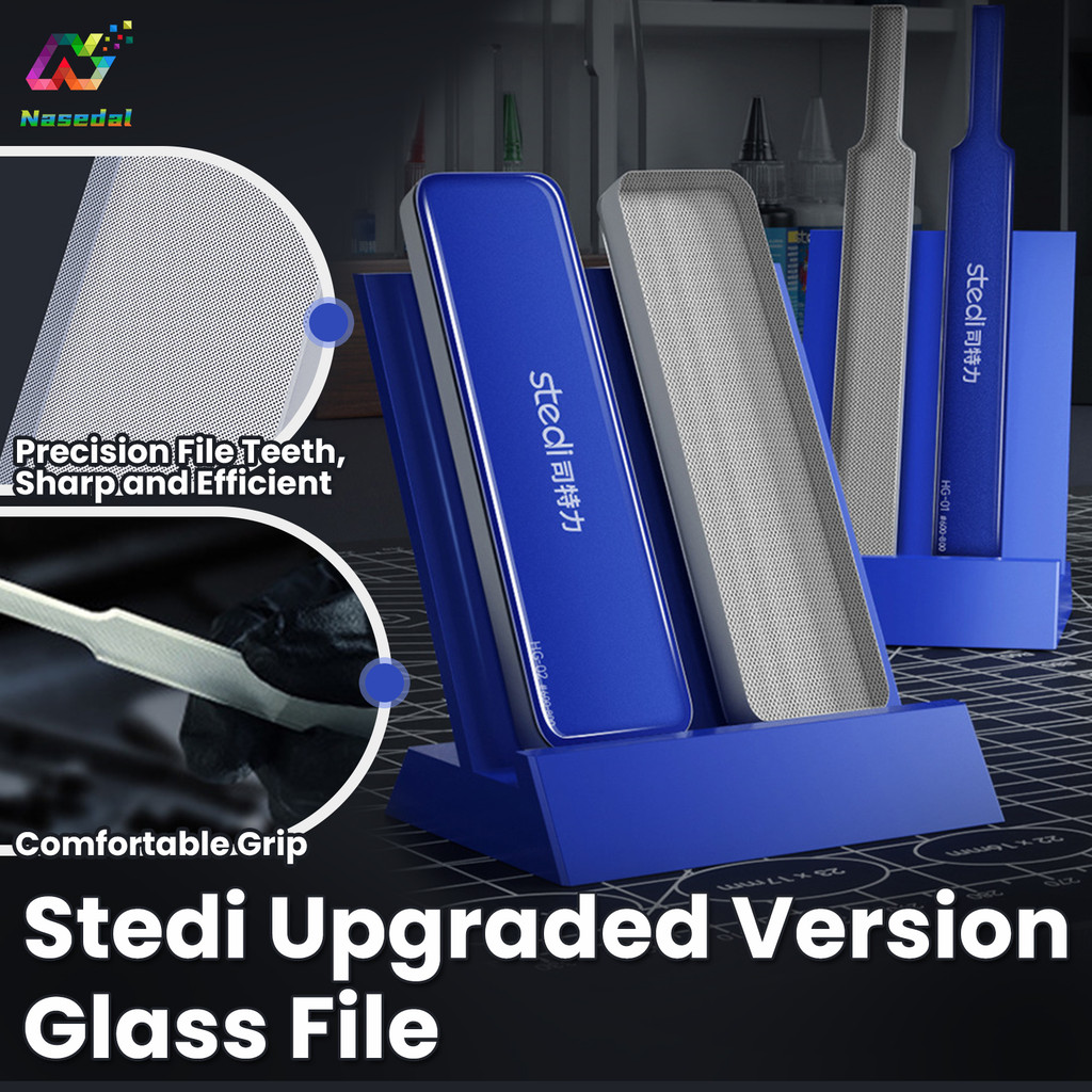 Stedi อัพเกรดแก้วไฟล์ HG-01/02 Precision Washable แฟ้มฟันสบาย Grip ทนทานสําหรับกันดั้มพลาสติกรุ่นอะไหล่ใส Nub กระจกขัดพื้นผิวแบนขนาดเล็กเครื่องมือขัด