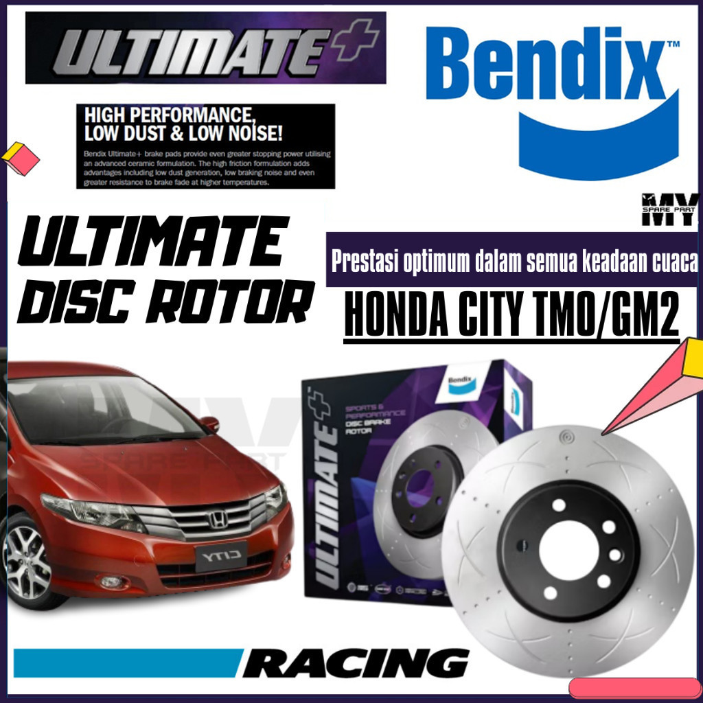 Bendix Ultimate ชุดด้านหน้าและด้านหลังโรเตอร์ - Honda City TMO/GM2 1.5L 2008 BR474 ULT BR9577 ULT