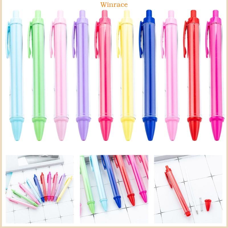 WRC 10 ชิ้นหดปากกาลูกลื่นรีฟิลปากกาลูกลื่นพลาสติก Ergonomic Grip หมึกสีดําสําหรับโรงเรียนสํานักงาน S
