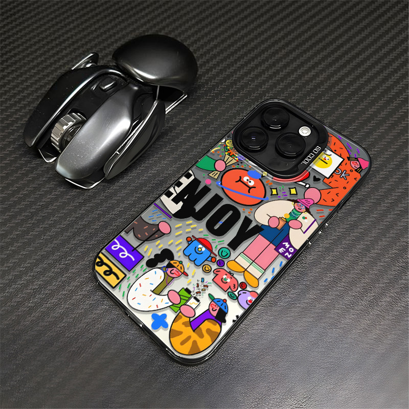 ❤️จัดส่งทันที❤️เคสไอโฟน11 12 13 14 15 16 17 Pro Max Frosted tide card illustration Case For iPhone 1