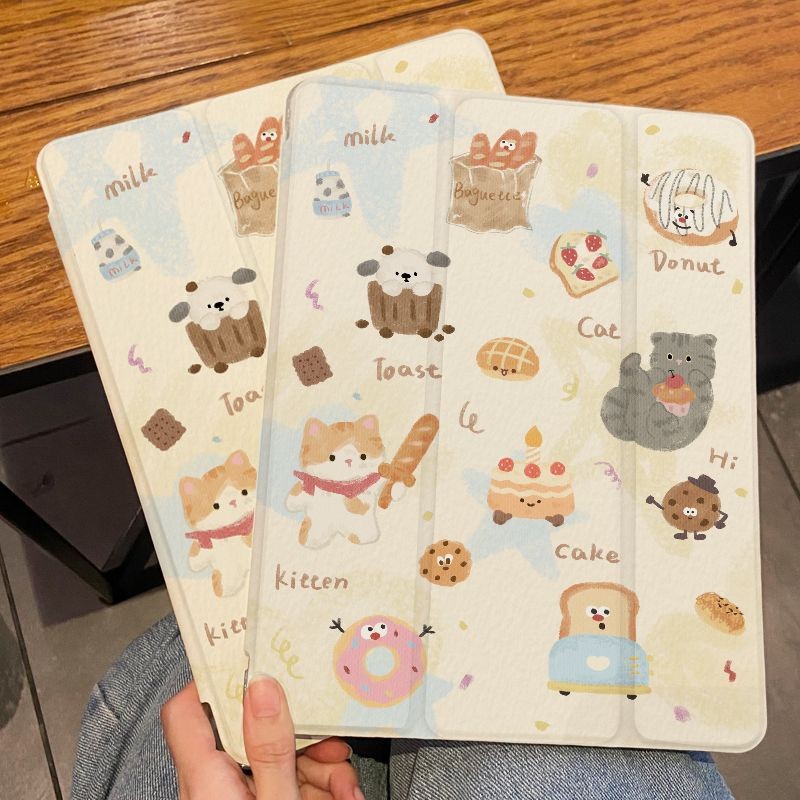 สําหรับ iPad Air4 Air5 การ์ตูนขนมปังสุนัข iPad Pro11 Air1/Air2 gen5/gen6 TPU ซิลิโคน iPad Air 3/Pro 