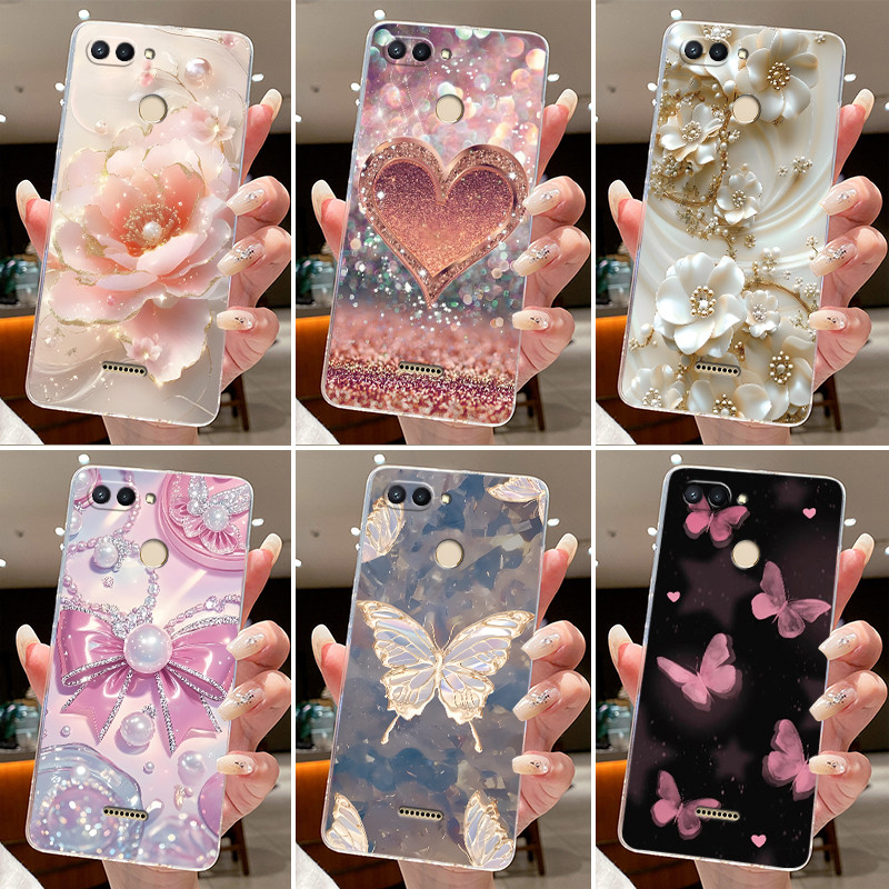 Jelly สําหรับ Xiaomi Redmi 6 / Redmi 6A ดอกไม้สวยผีเสื้อโบว์เคสโทรศัพท์ Redmi6 Redmi6A ซิลิโคนนุ่มฝาครอบ TPU โปร่งใส