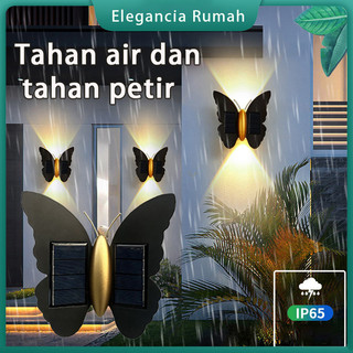 Lampu Dinding Kupu-Kupu Tenaga Surya Lampu Taman Tenaga Surya Outdoor LED Lampu Dinding Sensor Tenaga Surya Hemat Energi Dan Tahan Air IP65 Dekorasi Atmosfer Malam Otomatis