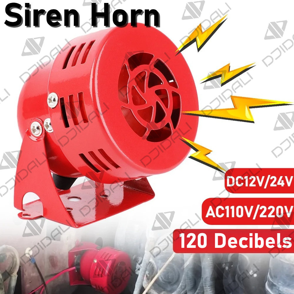 ไซเรนฮอร์น 12 V/24 V/220 V/110 V Mini Red Air Raid Alarm MS-190 เครื่องขยายเสียงฉุกเฉินลําโพง 120 Decibels เสียงดังสําหรับรถยนต์ส่วนใหญ่รถจักรยานยนต์