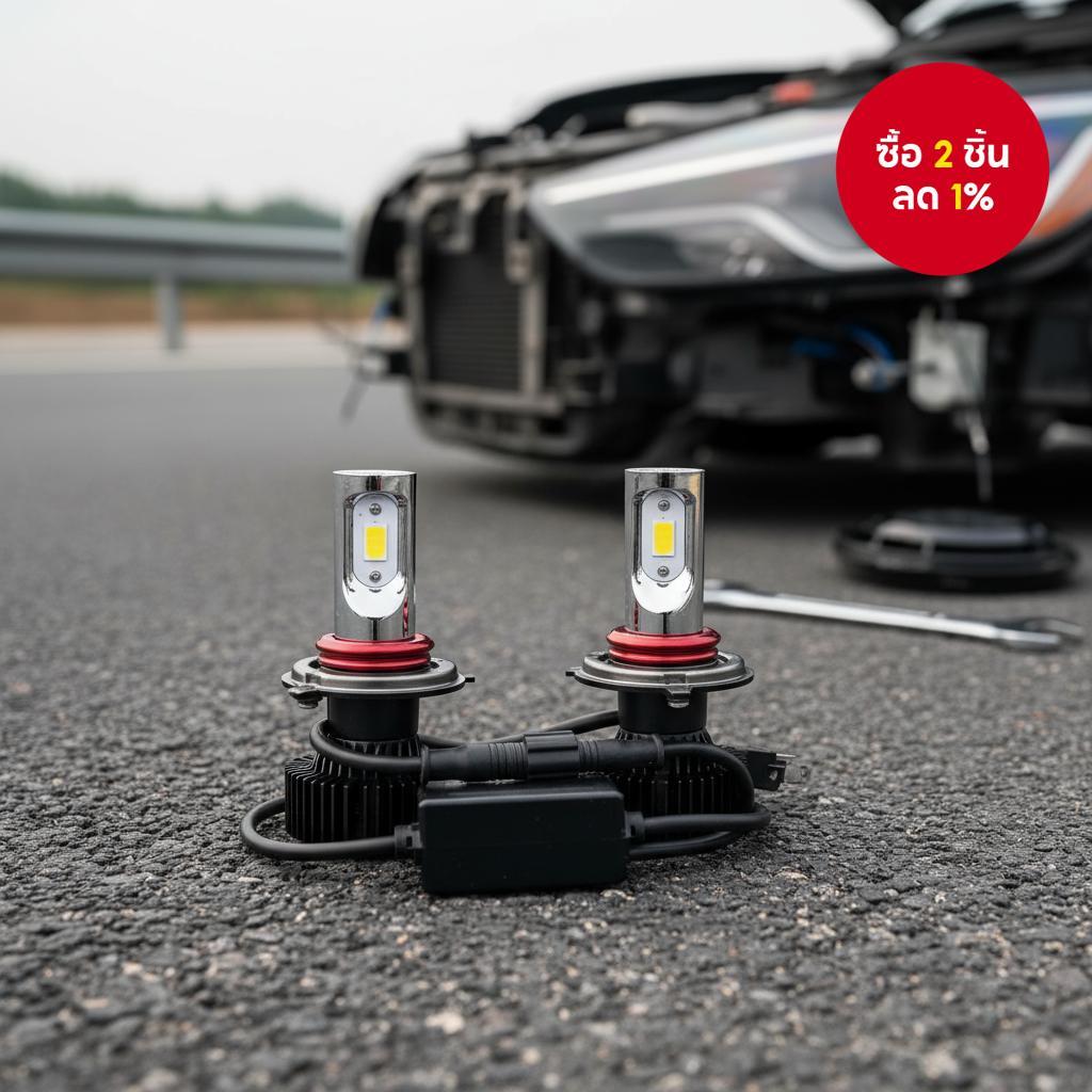 ไฟหน้า LED Y20 ความสว่างสูง พร้อมตัดแสงขวา RHD H4 พร้อมรับประกัน 1 ปี ไฟหน้าสว่างพิเศษ Y15 Y19 Y20