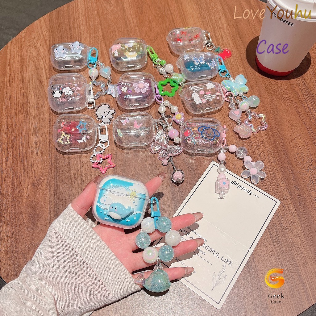 Loveyouhu สําหรับ GOOJODOQ J201 J206 หูฟังบุคลิกภาพ วาฬ ลูกสุนัข ดอกไม้ ดาว ผีเสื้อ motif