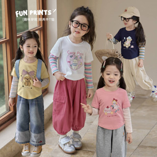 เสื้อยืดแขนยาวสำหรับเด็กผู้หญิง อายุ 80-150 cm สไตล์เกาหลี เ…