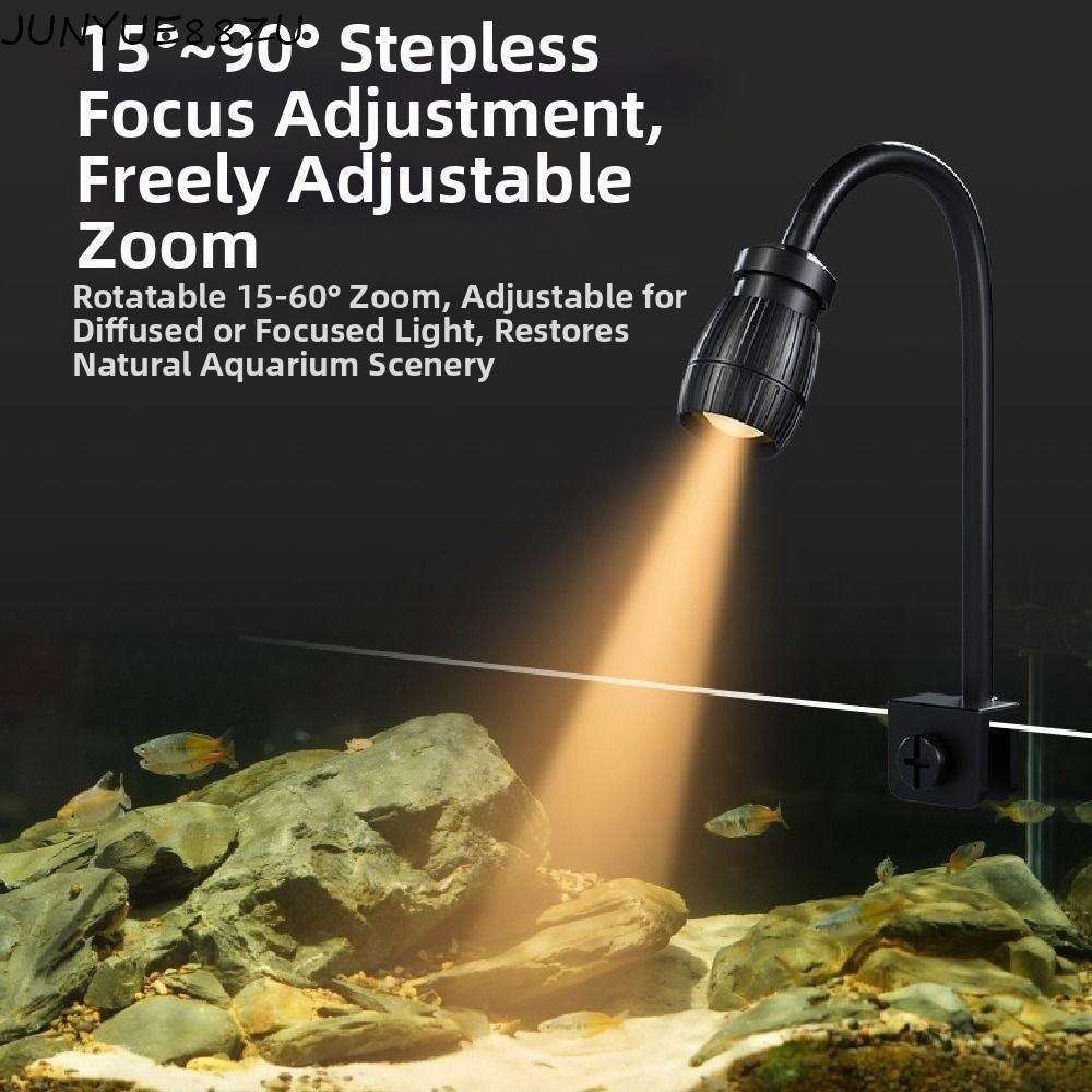 JUNYUE88ZU Mini Clip-on Aquarium โคมไฟ,ปรับซูม 3W Fish Tank Clip Lamp, 360 องศาหมุน 3 โหมดสี USB ปรั
