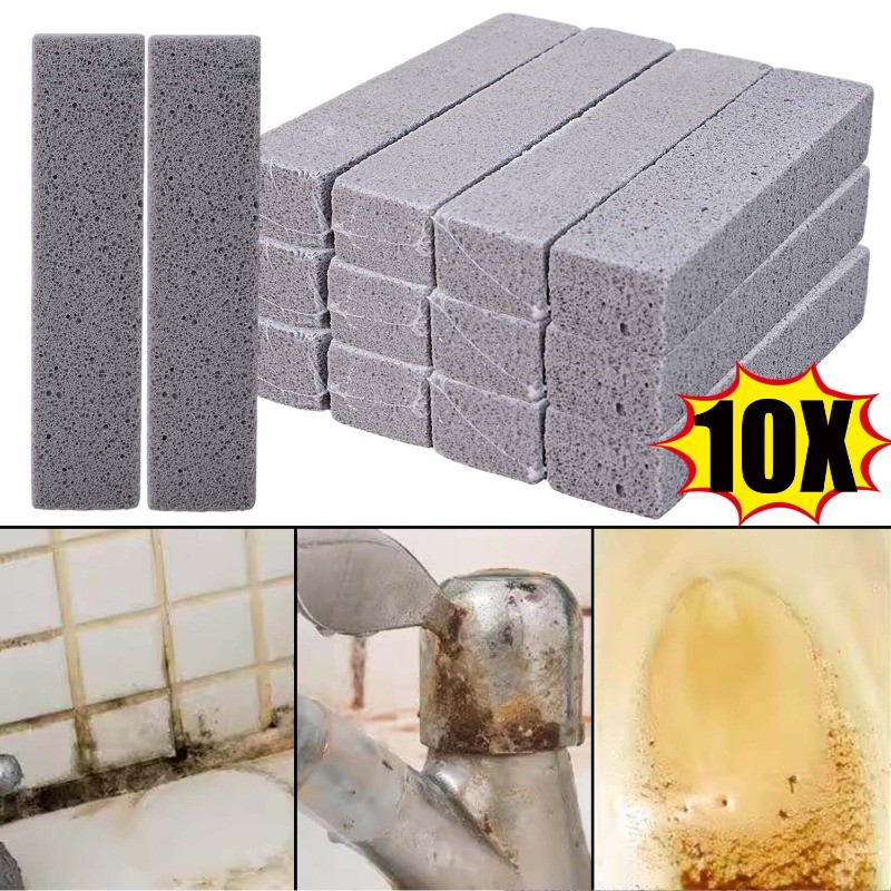 10 ชิ้นห้องน้ําหินภูเขาไฟทําความสะอาด | ลบคราบที่ดื้อรั้นบนอ่างล้างจานห้องน้ําเซรามิก, พื้นผิวไม่รอยขีดข่วนอ่อนโยน, การออกแบบกระจกโฟมที่ทนทาน
