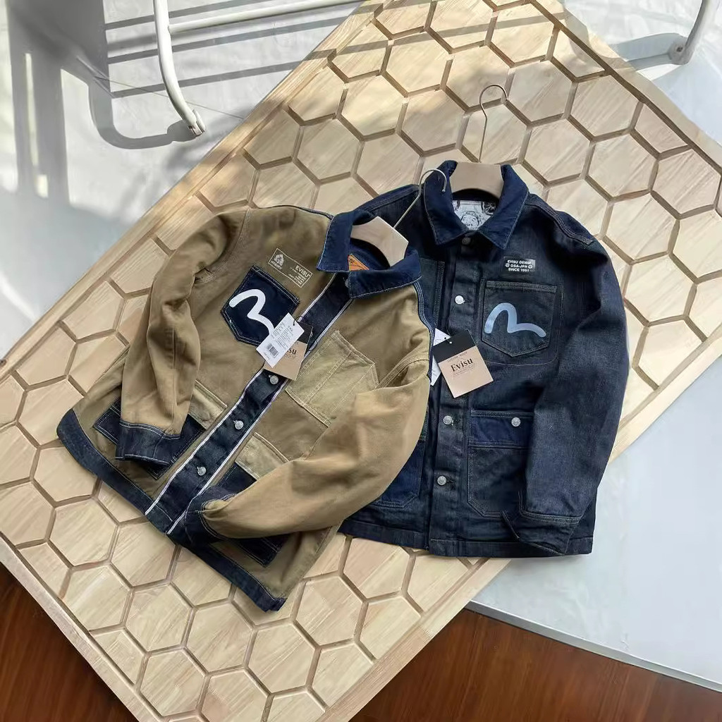 Evisu New Style Patchwork Loose Denim Jacket Men