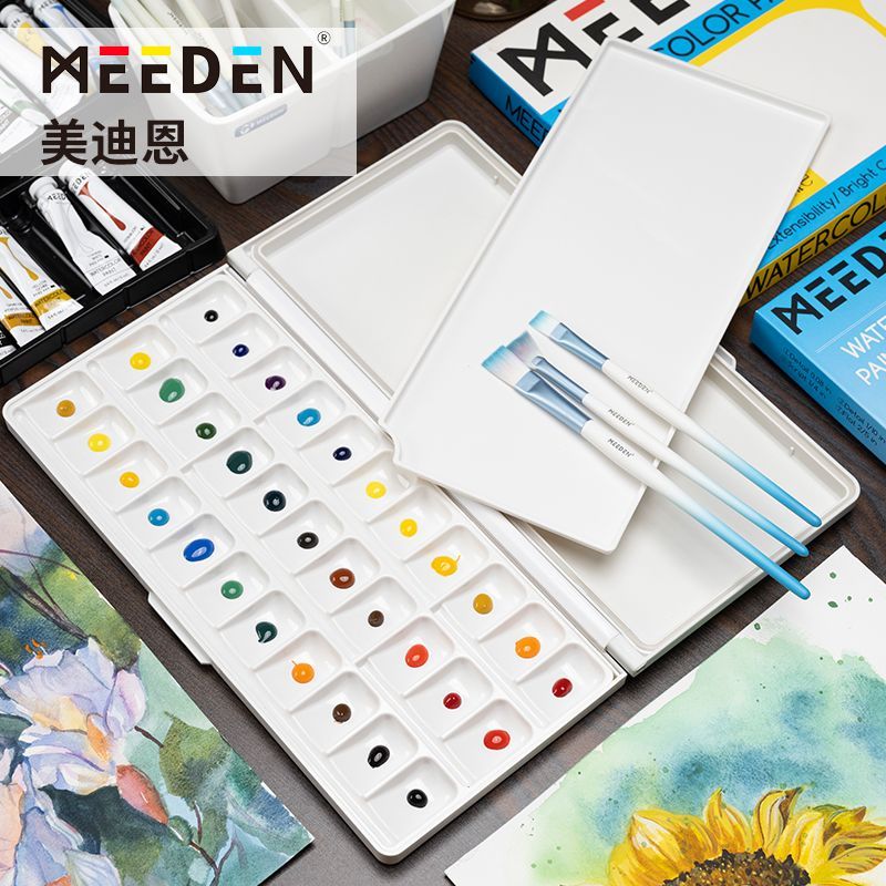 MEEDEN MEEDEN สีน้ําสีกล่อง Moisturizing พร้อมฝาปิด Leak-Proof กล่องบรรจุ Art เฉพาะกลางแจ้งแบบพกพา