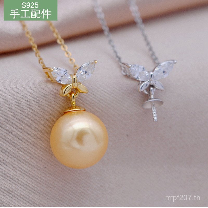 จี้ผีเสื้อกึ่งสำเร็จรูป ฝังหินเพทาย รองรับอุปกรณ์เสริม เงินสเตอร์ลิง 925 สำหรับสร้อยคอ รหัส QX83