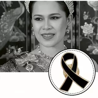 ส่งเร็ว อเข็มกลัดริบบิ้นไว้อาลัย หมุดโบว์สีดำ Queen Sirikit ป้ายอนุสรณ์การไว้ทุกข์ของสมเด็จพระพันปี ไว้อาลัย
