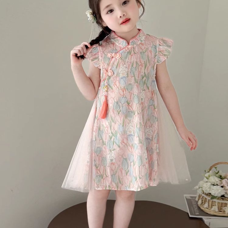 เสื้อกระโปรงเด็กหญิงสำหรับฤดูร้อนปี 2025 ดีไซน์สวยงามเหมือนเจ้าหญิง สวมใส่ได้ทั้งในและนอกบ้าน